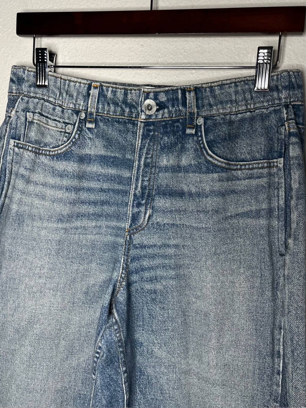 Rag & Bone Miramar Denim Printed Raw Hem Wide Leg French Terry Sweat Pants - Picture 5 of 11